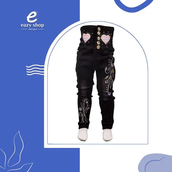بنطلون بناتي جينز كبير ابو ترتر رسمة AW38