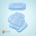 طقم صحون زجاجي حراري مستطيل