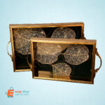 طقم صحون تقديم ذهبي مشجر