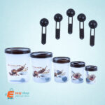 طقم علب بهارات بني مع ملاعق