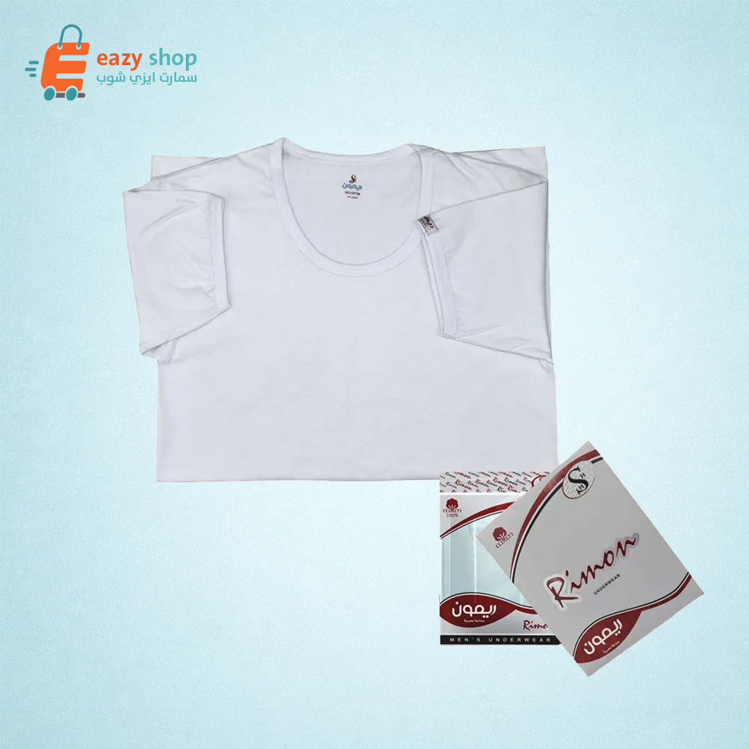 فنايل-شبابي-نص-كم-أبيض-مدور فنيلة شبابي نص كم أبيض ريمون - الصورة 1