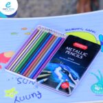 اقلام تلوين خشبي صندوق حديد