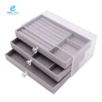 ⁦حامل ادوات تجميل مجوهرات 3 دور مستطيل مغطى مخمل من الداخل⁩ - الصورة ⁦7⁩