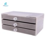 ⁦حامل ادوات تجميل مجوهرات 3 دور مستطيل مغطى مخمل من الداخل⁩ - الصورة ⁦6⁩