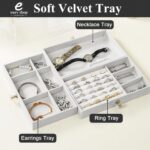 ⁦حامل ادوات تجميل مجوهرات 3 دور مستطيل مغطى مخمل من الداخل⁩ - الصورة ⁦4⁩