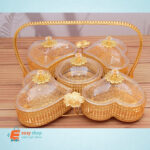 شيال حلويات ذهبي 5 علب شكل قلب 7486