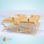 شيال حلوى 4 علب ذهبي مع الملاعق