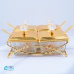 ⁦شيال حلوى 4 علب ذهبي مع الملاعق⁩ - الصورة ⁦4⁩