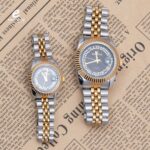 طقم ساعتين تايم زون رجالي ونسائي حديد 1103