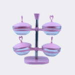 طقم مطايب زجاج على قاعدة