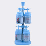 طقم علب بهارات مع قاعدتها لون أزرق