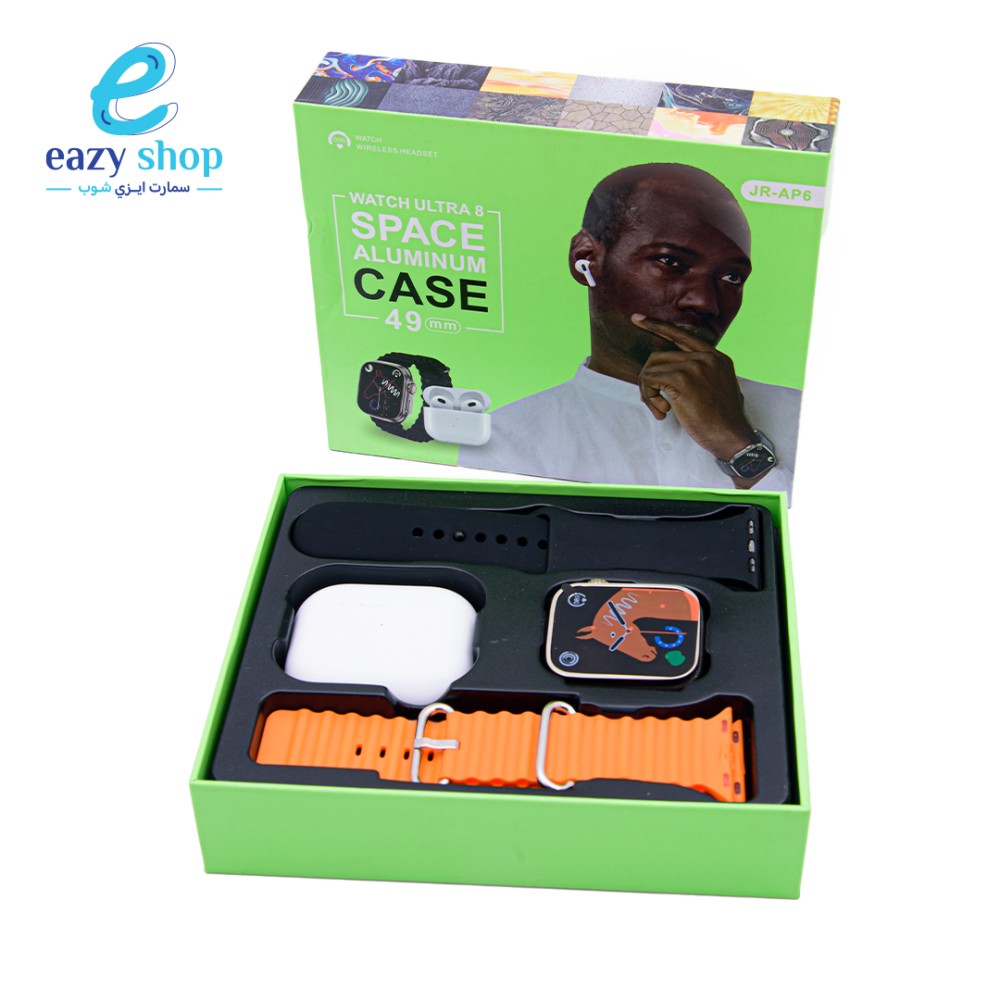 ساعة-لمس-مع-سماعة-2.jpg ساعة يد ذكية لمس مع سماعة بلوتوث بيضاء AP6 - الصورة 1