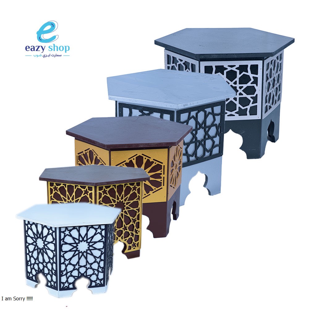 طاولات-شكل-سداسي-نقش-اسلامي.jpg طاولة خشب - الصورة 1