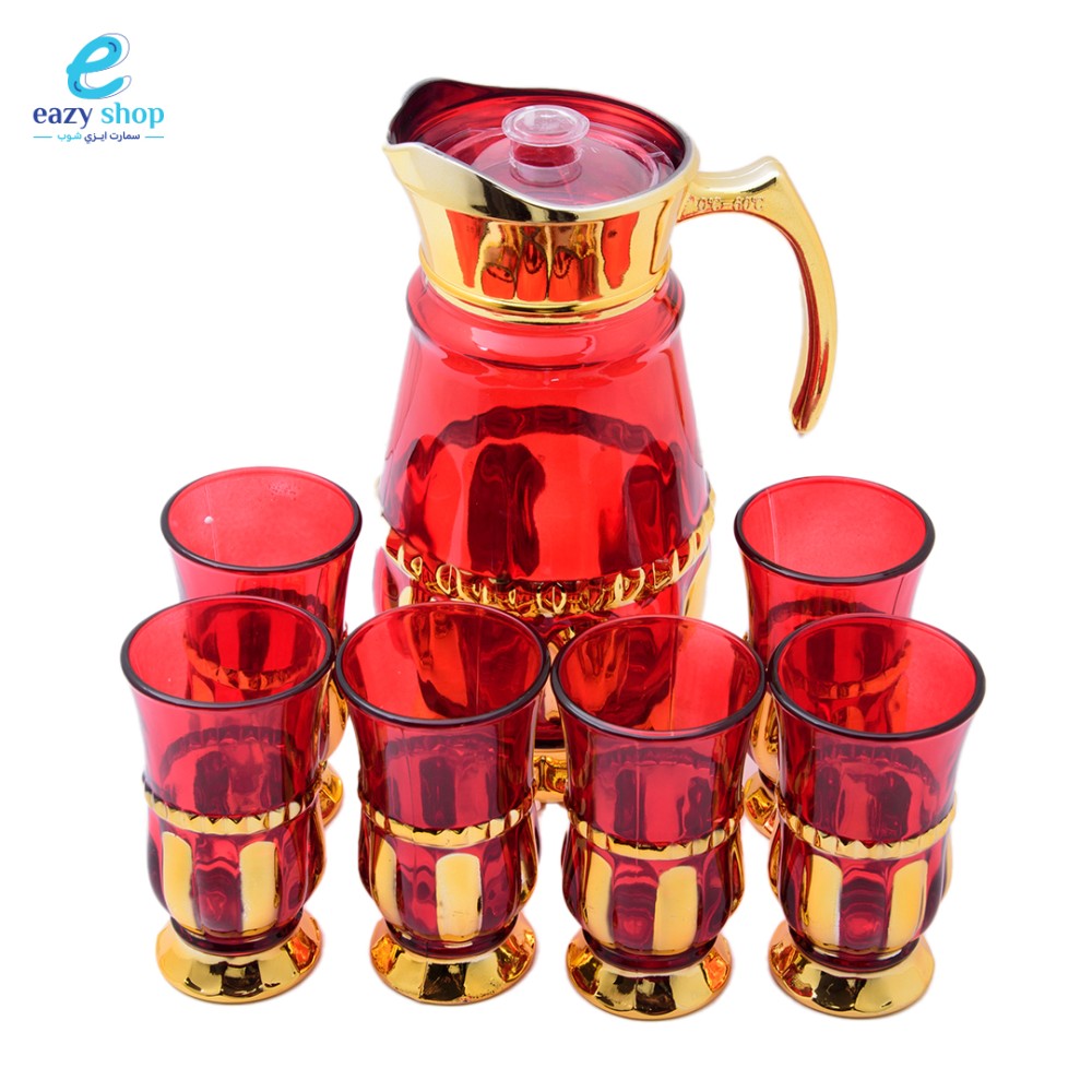 طقم-جاك-عصير-مع-أقلاص-ملكي-أحمر1.jpg جاك زجاجي مع 6 قلصات - الصورة 1