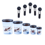 طقم علب بهارات بني مع ملاعق